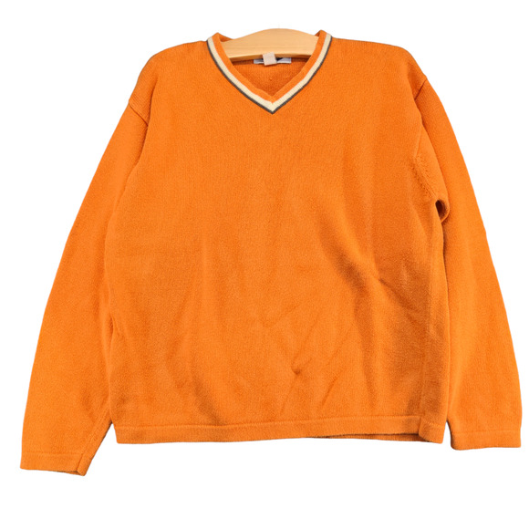 Old Navy Men's Pullover V-Neck Knit Sweater Orange Medium Long Sleeve - Picture 1 of 11